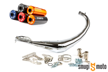 Wydech Stage6 Streetrace chrom CNC dolny, Derbi / Minarelli AM6 (różne kolory) (E)