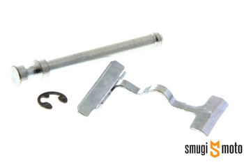 Zestaw mocujący klocki hamulcowe (blaszka + bolec + zabezpieczenie) przedniego zacisku, Aprilia Area 51 / Leonardo / Mojito / Rally / Scarabeo / Sonic / SR / 50 (zacisk Aprilia)