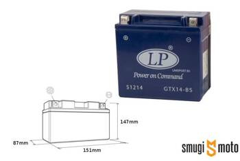 Akumulator żelowy Landport GTX14-4, 12V 12AH 151x87x147 (YTX14BS L)