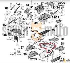 Pokrywa tunelu z wlewem paliwa, czarna, Peugeot Jet Force