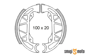 Szczęki hamulcowe Novascoot / Brenta, (100x20mm), Piaggio '91-97 (nowy typ bez pinu centrującego)
