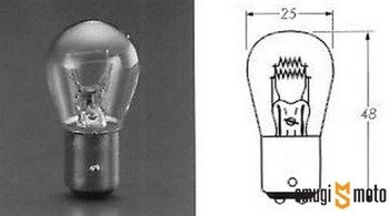 Żarówka Awina, 6V 21/5W BAY15D, czerwona