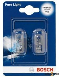 Żarówka całoszklana Bosch, W16W 12V W2,1X9,5D Pure Light, np. stop GPR1 (2 szt.)