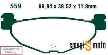 Klocki hamulcowe skuterowe EBC S59 Organic (np. Majesty 400 tył)