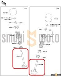 Zawór, Kawasaki KX 250F '04-08, Suzuki RM-Z 250 '04-06 (ssący / wydechowy)