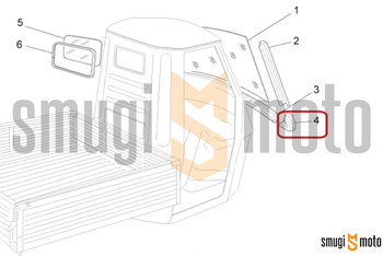 Łącznik rogowy uszczelek szyby przedniej, Piaggio APE 50 '09-