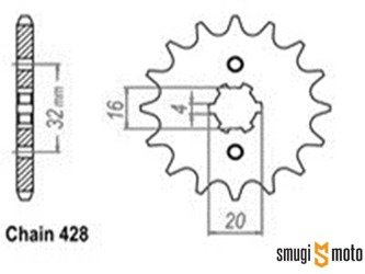 Zębatka przednia Sunstar [428] 14z, Betamotor 125, Husqvarna 125, Motor Hispania, Rieju 125, Yamaha 125