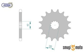 Zębatka przednia Afam [428], Minarelli AM6 (Beta RR "ALU" 50, HM CRE 50) (różne rozmiary)