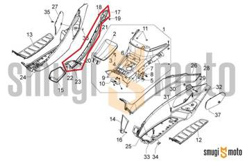 Osłona tunelu lewa, czarna niemalowana, Piaggio MP3 / Gilera Fuoco