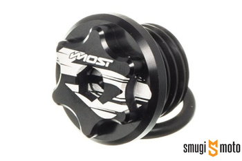 Korek wlewu oleju Most, aluminiowy CNC, Minarell AM - czarny