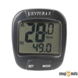 Licznik rowerowy WM, przewodowy, 7 funkcji, czarny