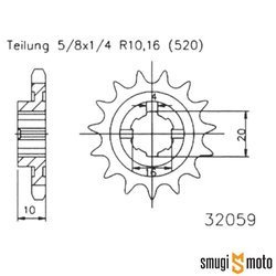 Zębatka przednia Esjot [520] 14z, Husqvarna CR 125 '95-97 / SM 125 '00-13 / WRE 125 '95-11