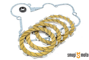 Tarcze sprzęgła z uszczelką pokrywy i uszczelniaczem Motoforce, Derbi Senda / GPR -2005 (EBE / EBS / D50B)