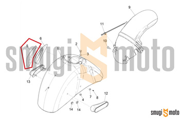 Nosek / nakładka błotnika przedniego, Vespa GTS 125 / 150 / 300 '08-16 - chrom (górna część)