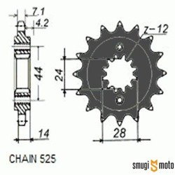 Zębatka przednia Sunstar [525] 17z, Honda VT 750 '98-13