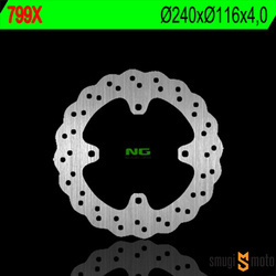 Tarcza hamulcowa NG wave, tył, Kawasaki KX / KXF '04-14 (240x116x4)