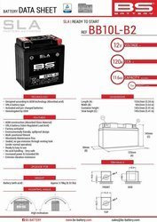 Akumulator AGM BS YB10L-B2 (BB10L-B2) (FA) 12V 11AH 136X91X146 BEZOBSŁUGOWY - ZALANY (160A), np. Piaggio X-EVO 125, Suzuki GS 500 + kaucja 30zł