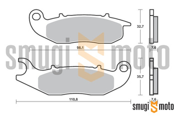 Klocki hamulcowe SBS Carbon Tech, Aprilia SR 125-200 '21-, Piaggio Liberty 50-150 '15- / Medley 125-150 '16-