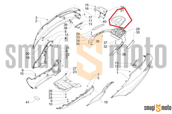 Nakładka / osłona stelaża kufra centralnego, Piaggio MP3 300 / MP3 500 '14-18