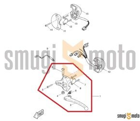 Mocowanie dźwigni hamulca tylnego, kompletne, Yamaha Why / MBK Filpper