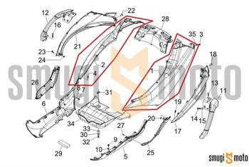 Boczek tylny górny, biały (Star White 595), Piaggio MP3 (prawy / lewy)