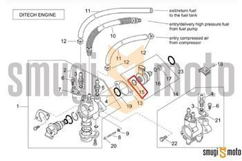 Uszczelka (o-ring) wtrysku powietrza, górna, Aprilia DiTech -07/2003 / DiTech Factory