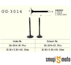 Zawory głowicy Vesrah 3014, Suzuki GS 125 (komplet ssący + wydechowy)
