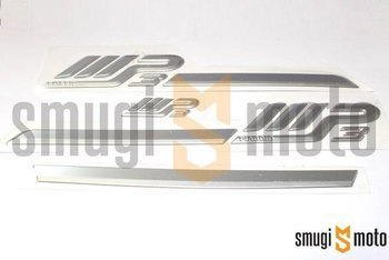 Naklejki / emblematy boczne i tylne, srebrne MP3, Piaggio Mp3 '08-14