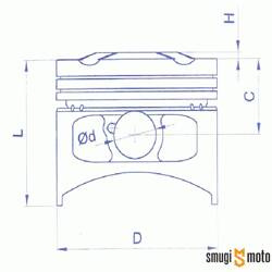 Tłok kompletny Vertex, Yamaha Majesty 125 4T (różne rozmiary)