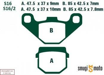 Klocki hamulcowe skuterowe EBC S16 Organic (np. hamulec postojowy Peugeot Metropolis 400)
