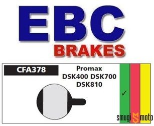 Klocki hamulcowe rowerowe EBC CFA378, PROMAX DSK400, DSK700, DSK810 - zielone