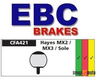 Klocki hamulcowe rowerowe EBC CFA421, HAYES GX2 / MX2, MX3, SOLE (różne mieszanki)