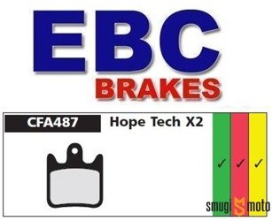 Klocki hamulcowe rowerowe EBC CFA487, HOPE TECH X2 (różne mieszanki)