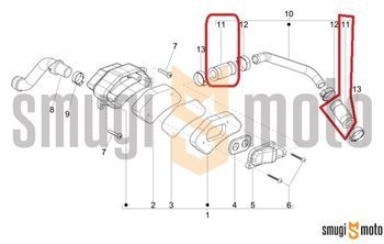 Króciec / guma / łącznik gumowy przewodu filtra powietrza S.A.S., Gilera / Piaggio (1 szt.)