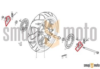 Napinacz łańcucha napędowego, element na oś, Aprilia / Derbi na oś 15mm