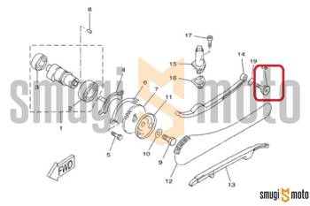 Śruba mocująca ślizg łańcuszka rozrządu, Yamaha VP 300 Versity / YP 250 X-Max '01-16