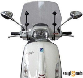 Szyba przednia F.Fabbri, dymiona, niska, z mocowaniami, Vespa Sprint 50-150 '14-