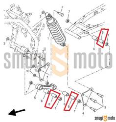 Tuleja wewnętrzna kiwaka amortyzatora tylnego, Yamaha WR '09-14