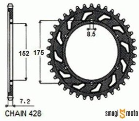 Zębatka tylna Sunstar [428], Yamaha WR '09-15, DT / DTR / TDR 125 '88-15 (różne rozmiary)